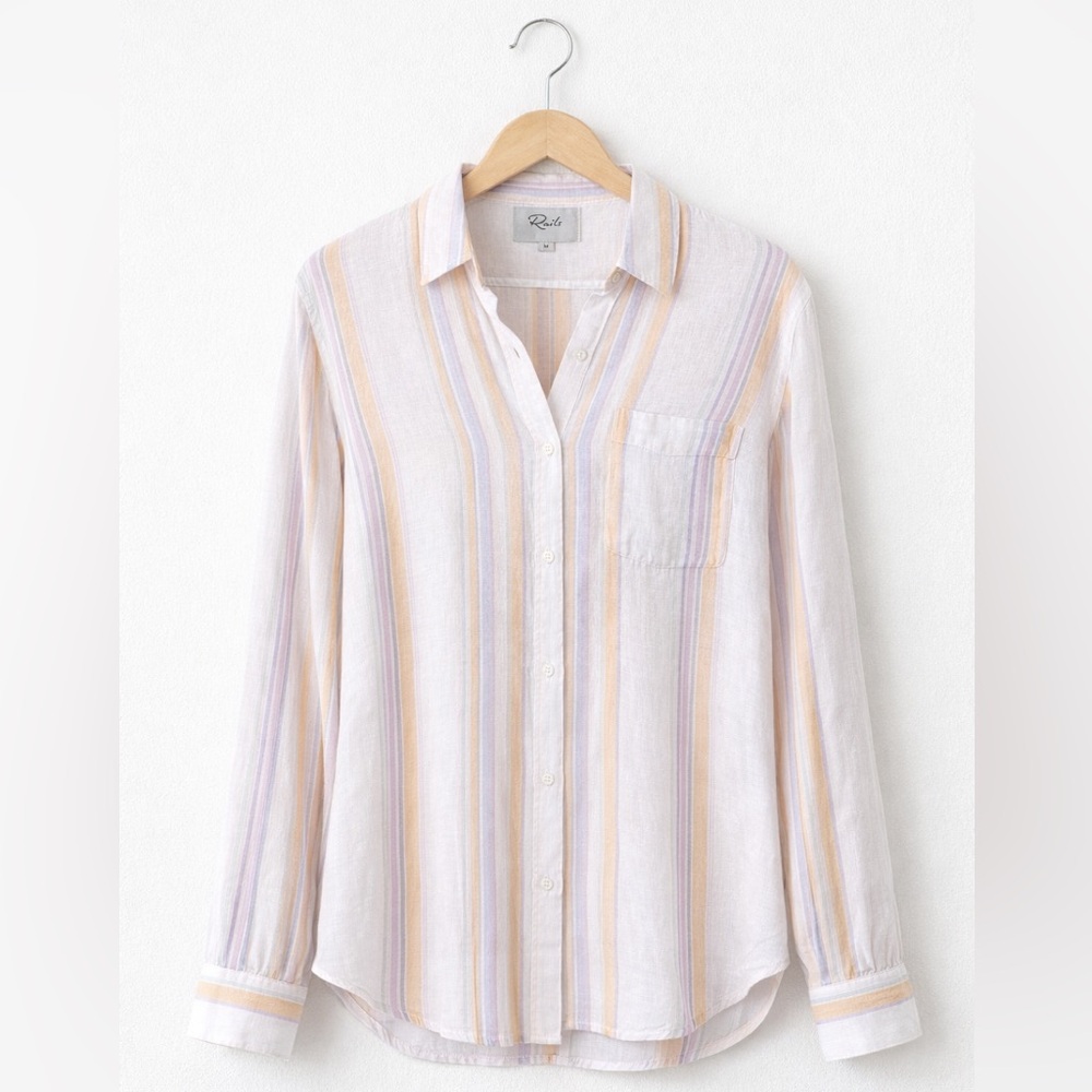 Rails Charli Merida Pastel Stripe Linen Rayon Button Down Shirt Womens Medium